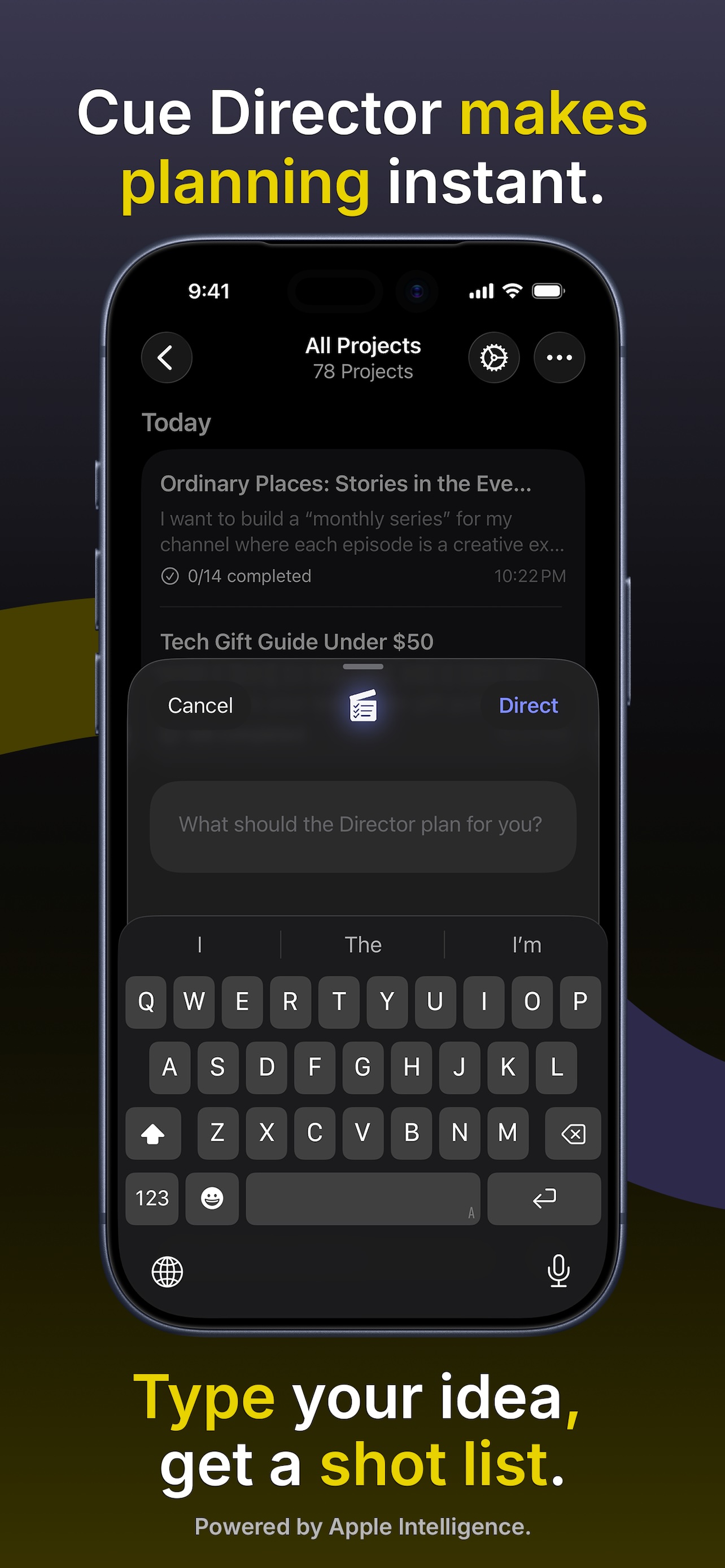 Cue Director: AI Shot Lists - Type an idea, get a shot list
